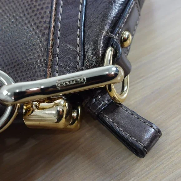 VINTAGE Coach Bag Brown Leather Shoulder Lizard Chain RARE 70TH ANNIVERSARY - Picture 16 of 16